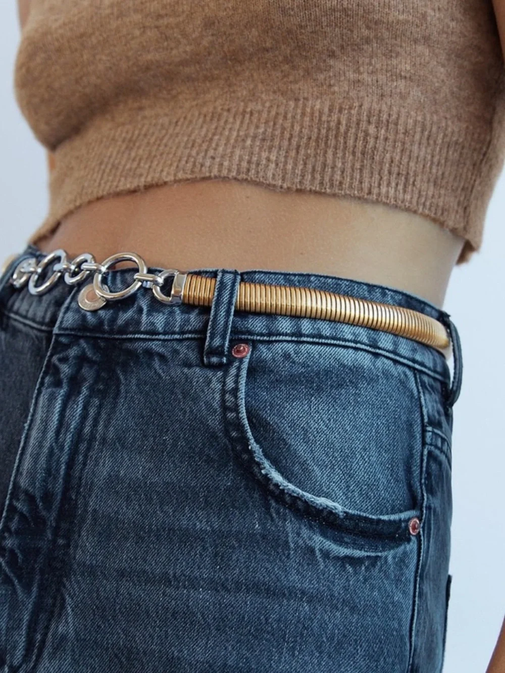 Zara two tone stretch belt